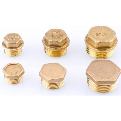 G1"1/4"1/8"3/8"1/2"3/4"G2" BSP Female Threaded Brass Pipe Hex Head Brass Stopper End Cap Plug Plumbing Fitting Connector Adapter