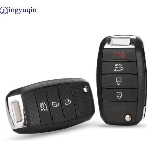 Jingyuqin 3/4 Buttons Remote Flid Folding Key Case Shell Cover Case For KIA Carens Cerato Forte K2 K3 K5 Car Fob Cover