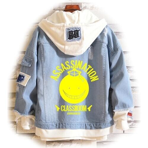 Costume Korosensei Denim Jacket Assassination Classroom Shiota Nagisa Cosplay Hooded Jackets Unisex Sweater Casual Coats