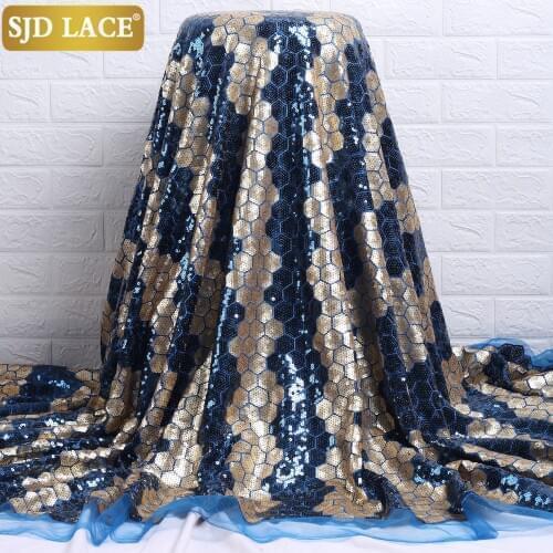 SJD LACE Beautiful Sequence African Sequins Net Lace 2021 High Quality Nigerian Tulle Mesh Lace Fabric For Wedding Dress A2224