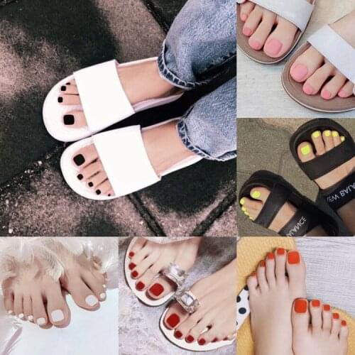24pcs Multicolor Matte Pure Color Fashion Wearable Foot Fake Nails Suitbale Summer Holiday Daiy Wear Detachable Nails