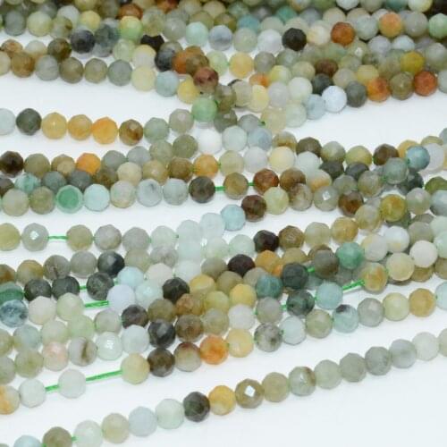 Natural Multiple Color Burma Jade Faceted Round Beads 4.2mm