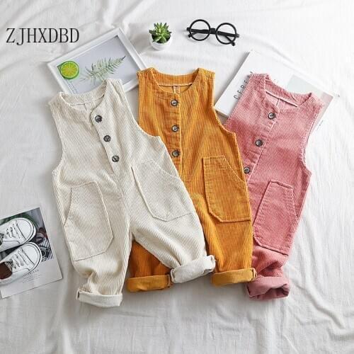 New Children Jumpsuits Kids Overalls Harem Pants Boys Jumpsuits Pocket Knitted Girls Overalls Toddler Girl Overall Baby Clothing