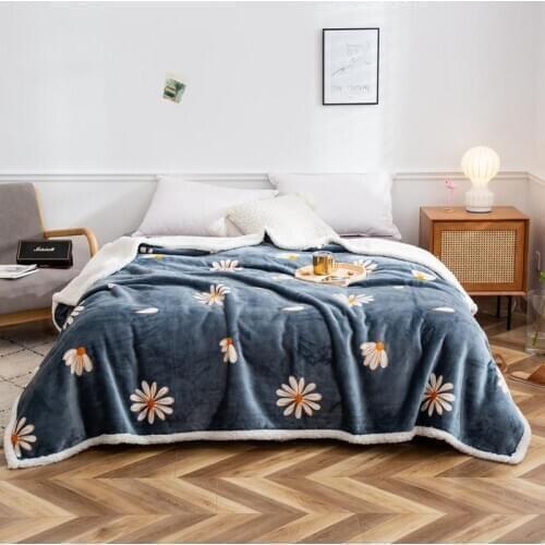 New Flannel Printed Blanket Double Thick Composite Blanket Soft Warm Comfort Multifunctional Nap Blanket Bed Cover Home Textile