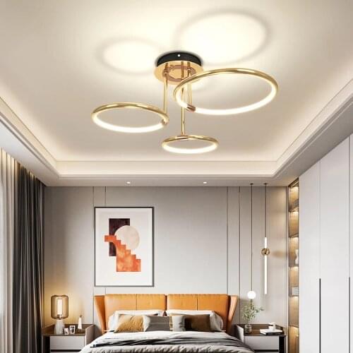 New Modern Minimalist Luxury Gold Circle LED Ceiling Lamp For Restaurant Bedroom Kitchen Living Room Decor Hanging Lights
