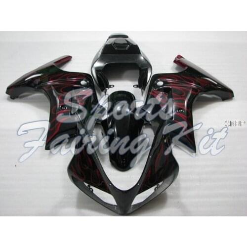 Fairings for SV1000 2003 - 2013 Black Red Flame Fairing Kits SV 650 2003 Full Body Kits SV650 2004