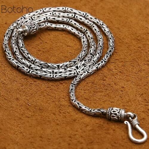 Solid 100% S925 Sterling Silver colour Men Necklace Vintage Punk Style Thai Silver colour Heavy Chain Necklace women Fashion 69g