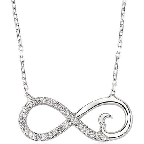 Silverlina Sterling Silver Heart Infinity Ladies Necklace