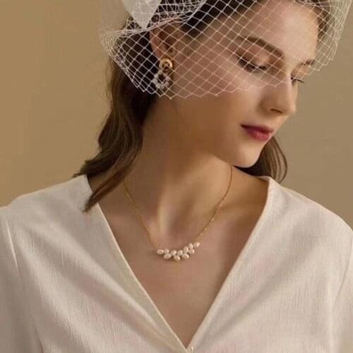 Necklace Female Freshwater Pearl Pendant Rice-shaped Wheat Ear Pendant Simple Small Fresh 925 Silver Pendant Necklace Female