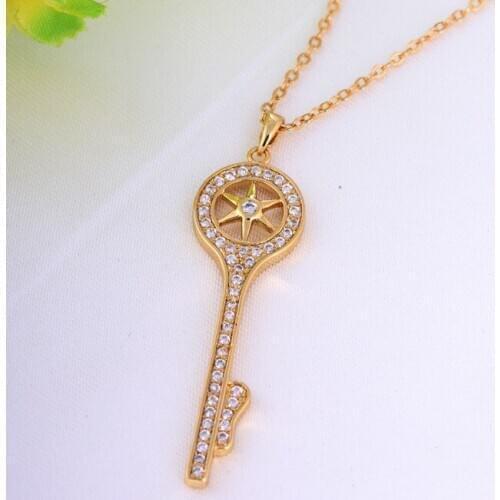 Popular 925 Silver Mosaic Zircon Key Pendant Trendy Chain Necklace Fashion Charm Personality Jewelry Accessories