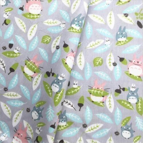 Gray Cartoon Totoro Printed Cotton Fabric clothing DIY Patchwork Tissue Sewing Bedding Bag Talasite Cloth HOME Textiles Fabric