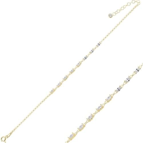 Silver 925 Sterling Shuttle Zircon Cubic Zirconia Doç Chain