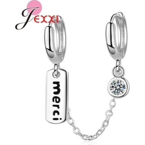 2pc Punk Statement 925 Sterling Silver Long Chain Earrings Double Hole Piercing Pendientes for Women Men Jewelry