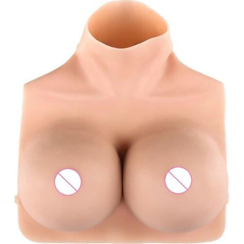 Silicone Breast Shape Forming C D E Cup Realistic False Breasts for Transvestite and Enhanced Breasts Woman High-neck Backless