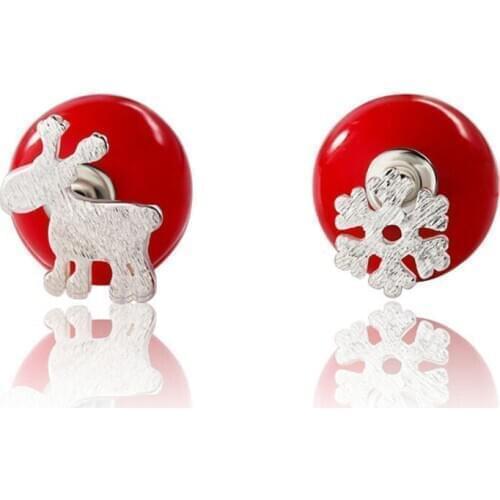Pretty Nice Gift Red 12mm Cute Ball Shiny 925 Sterling Silver Earrings Beer Snowflower Stud Earrings For Women Jewelry