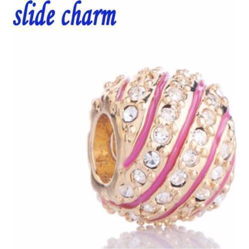 Slide charm Free shipping S Peach Celtic Weave Crystal Charms Bracelets fit Pandora bracelet