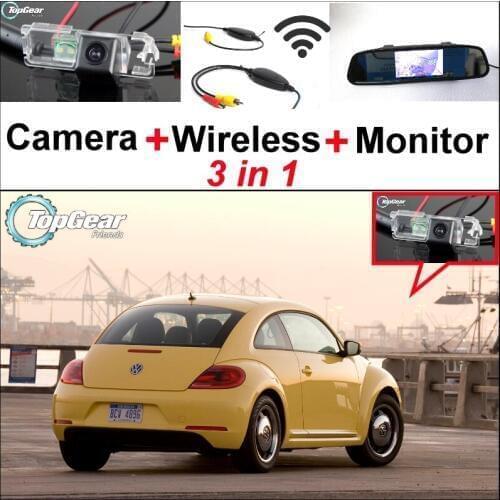 3 in1 Special WIFI Camera + Wireless Receiver + Mirror Monitor Easy Back Up Parking System For Volkswagen VW New Beetle Bjalla
