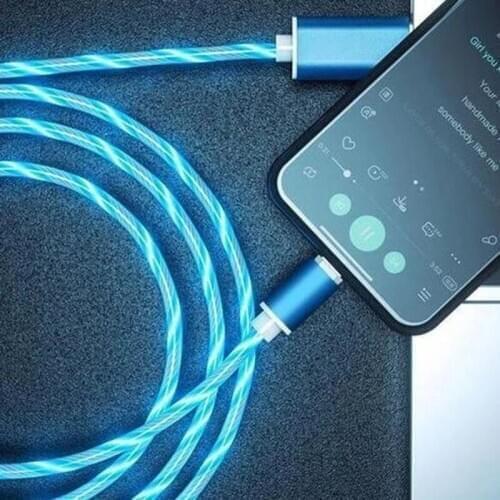 Glowing LED Magnetic 3 in 1 USB Charging Cable Fast Charge Data Cable Compatible with All Phones PUO88
