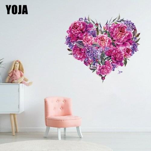 YOJA 58.9×55CM Creative Love Peony Stitching Bedroom Wall Stickers Classic Home Decoration 8WS0059