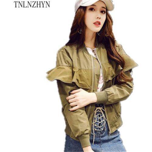 TNLNZHYN 2019 Spring Women Casual Jackets Loose Big Yards Short Jacket Zipper Front Long Sleeve Basic Jacket Coat Outwear SK325