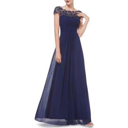 Women Elegant Dress Ladies Lace Flower Backless Solid Color Evening Party Long Maxi Dress