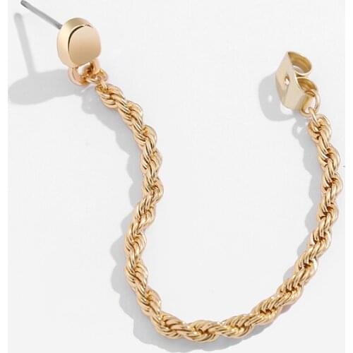 1pcs Fashion Gold Color Twisted Rope Chain Earrings for Women Punk Long Thick Chain Stud Earrings statement Party Jewelry Gifts