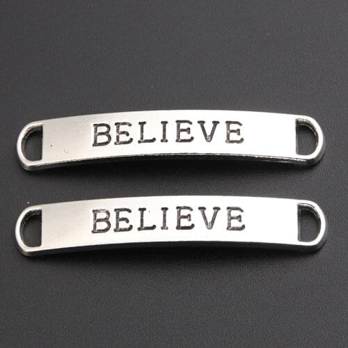 10 pcs Silver Color Letter "Believe" Connector Charm DIY Metal Bracelet Necklace Jewelry Findings A271