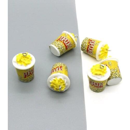 10pc Cute 3D Simulated Popcorn Resin Charms DIY Craft Decoration Jewelry Finding For Making Earring Necklace Accessory Handmade