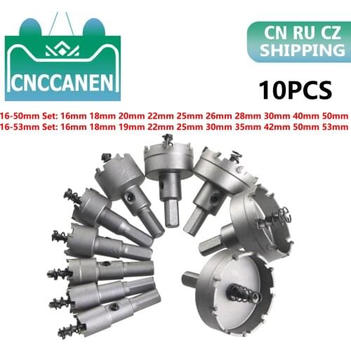 10PCS16mm~53mm TCT Drill Bit Sets Hole Saw Steel Carbide Tipped Drill Wood Metal Core Drill Bit Hole Saw Cutter Kit