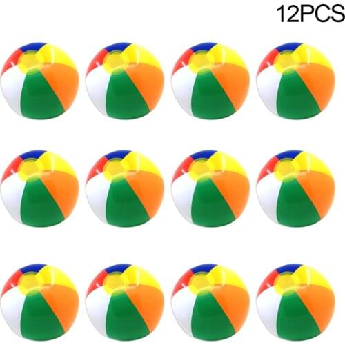 12PCS 30CM Inflatable Beach Ball Rainbow Color Pool Party Sports Fun Swimming Pool Float Game Ball For Kids Adult