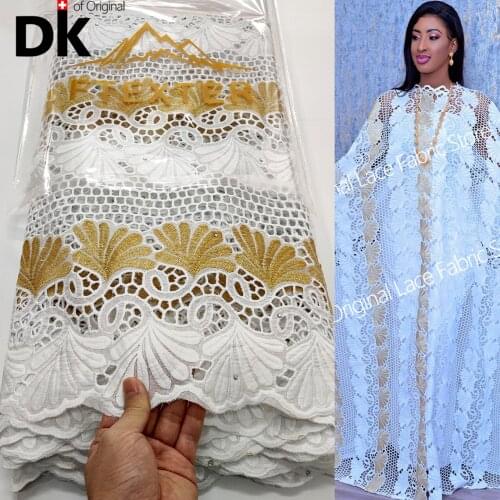 2.5 Yards Latest African Lace Fabric 100% Handmade Embroiderey Swiss Voile Lace 2021 Fashion Dubai Laces For Festivals Dresses