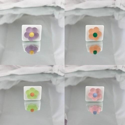 2021 New Funny Cute Colorful Acrylic Resin Cartoon Animal Love flower Ring Transparent for Women Girls Party Jewelry Gifts