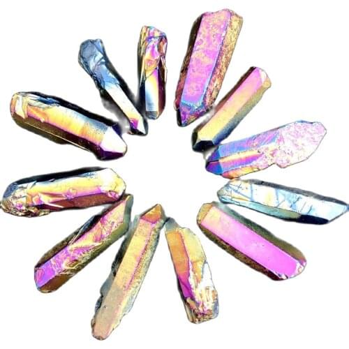 5pcs Blue Titanium Aura Quartz Crystal Stone Electroplated Crystal Cluster Seed Decoration Natural Stones and Minerals