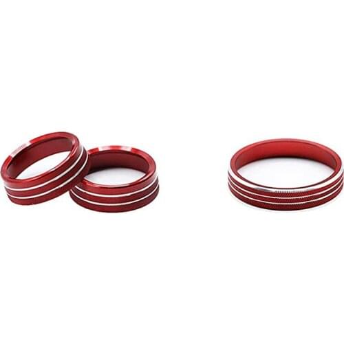 Aluminum Headlight Knob & Air Conditioning Volume Knob Cover Trim for Ford Mustang 2015-2021 Car Accessories, Red