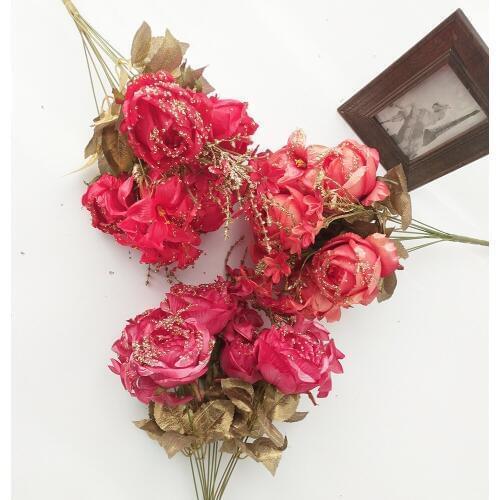 Glitter Artificial Rose Flowers orchid for Party Home Decoration Favor