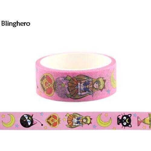 Blinghero Heroine 15mmX5m Cute Washi Tape Decal DIY Cat Masking Tape Adhesive Tapes Cartoon Scrapbooking Tapes BH0142