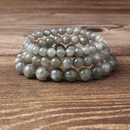 Lingxiang 4/6/8/10/12mm Natural gray moonstone beads labrador beads handmade bracelet for men and women