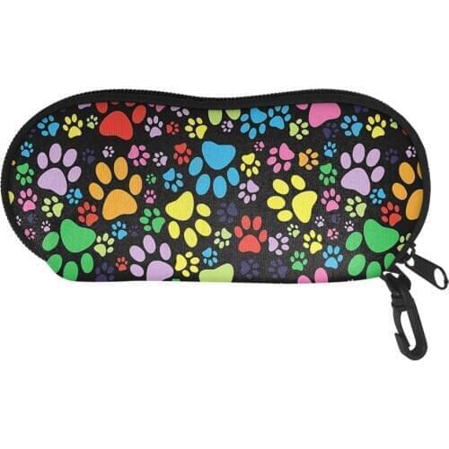 Dog Paw Printed Eye Glasses Case for Women Men Sun/Swimming Glasses Protector Kids Travel Pack Pouch Glasses Case Portable