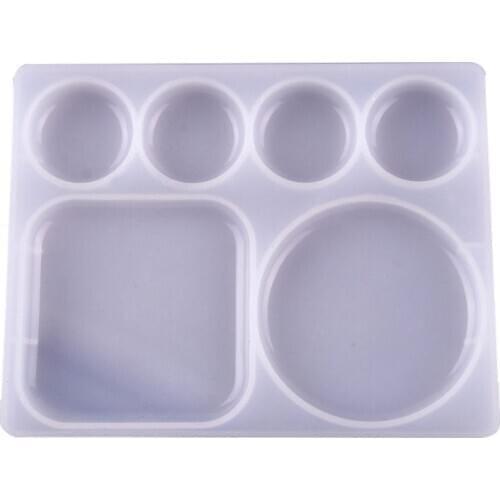 Color Palette Flat Sqaure Round Silicone Epoxy Resin Mold Jewelry Making Tools T4MD