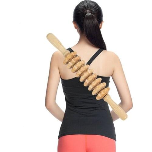 Wooden meridian Yoga stick Rolling Massager Thai Massage Therapy waist abdominal shoulder cervical vertebra leg Foot massager