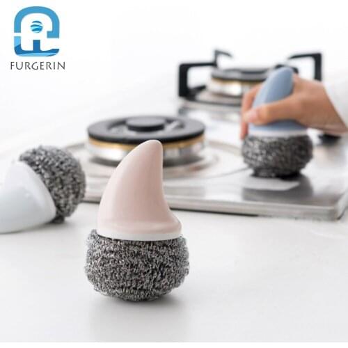 FURGERIN Kitchen Wire Brush stainless steel wire ball Creative Shark Shape Scrubber Household Cleaning Tools kitchen gadget