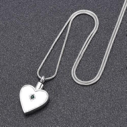 IJD10029 Stainless Steel Blank Inlay Crystal Heart Cremation Memorial Pendant for Ashes Urn Keepsake Souvenir Necklace for Women