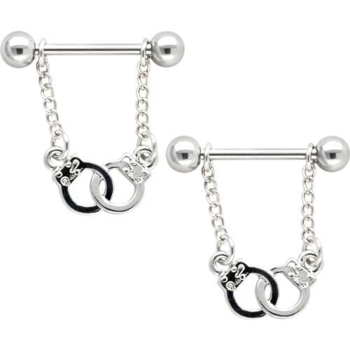 JHJT 316L Surgical Steel Sexy Chain Handcuff Mamilo Rings Nipple Ring Barbell Body Piercing Jewelry Nipple Bar ring Women Gift