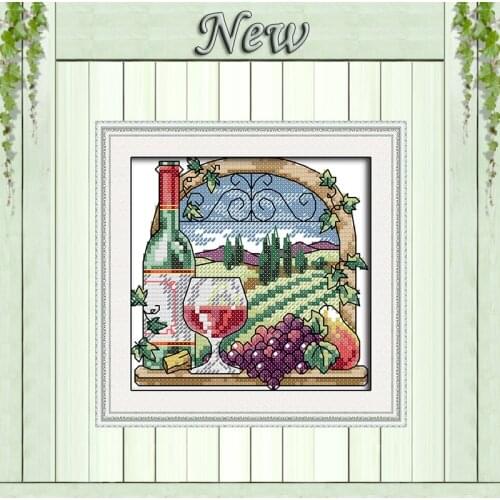Wine estate scenery diy decor paintings Counted printed on canvas 14CT 11CT chinese Cross Stitch Needlework kits Embroidery Sets