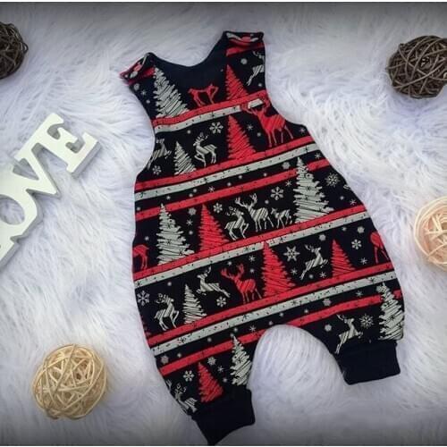 Christmas Romper for Newborn Baby Girls Boys Navidad Sleeveless One Piece Jumpsuit Cute Cartoon Xmas Tree Elk Print Autumn 2021