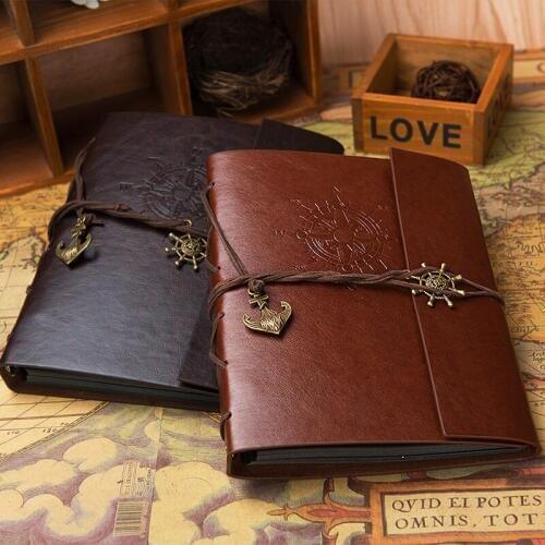 DIY Leather Vintage Handmade Retro Spiral Binding Craft Photo Albums， Creative Graduation Album Wedding Photography Scrapbook
