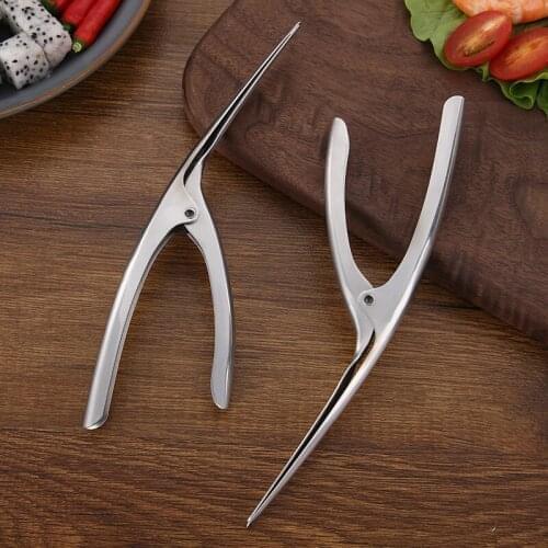 Stainless Steel Creative Pointed Shrimp Shell Remover Lobster Mantis Shrimp Slicer Quick Shell Removal Artifact Kitchen Tools
