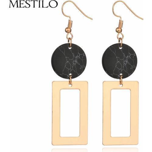 MESTILO Newest Jewelry Geometric Dangle Earring With Faux Stone Circle Charms Earring For Women Simple Special Gift Accessories