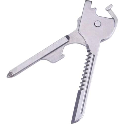 Multi Tool 6-in-1 Key Chain Tool Folding Stainless Steel Screwdriver Bottle Opener Outdoor Mini Cutter
