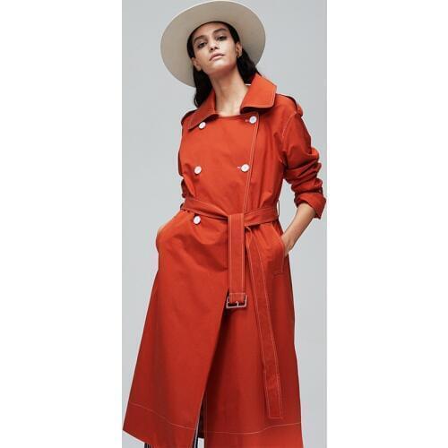 New arrival womens england style double-breasted Trench coat Chic elegant OL windbreaker coat Fashion women belt overcoat A63